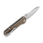 QSP Knife Hawk Linerlock 14C28N Brown Micarta
