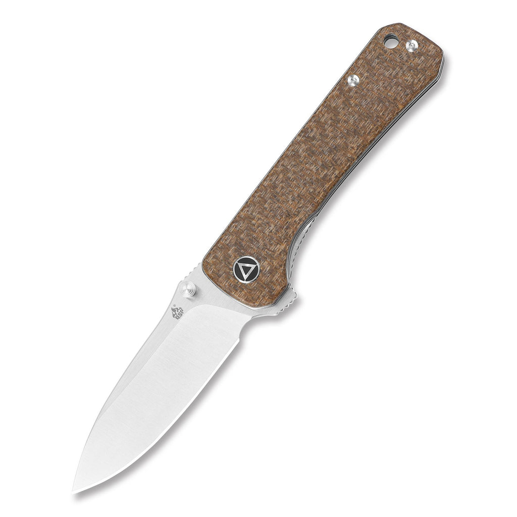 QSP Knife Hawk Linerlock 14C28N Brown Micarta