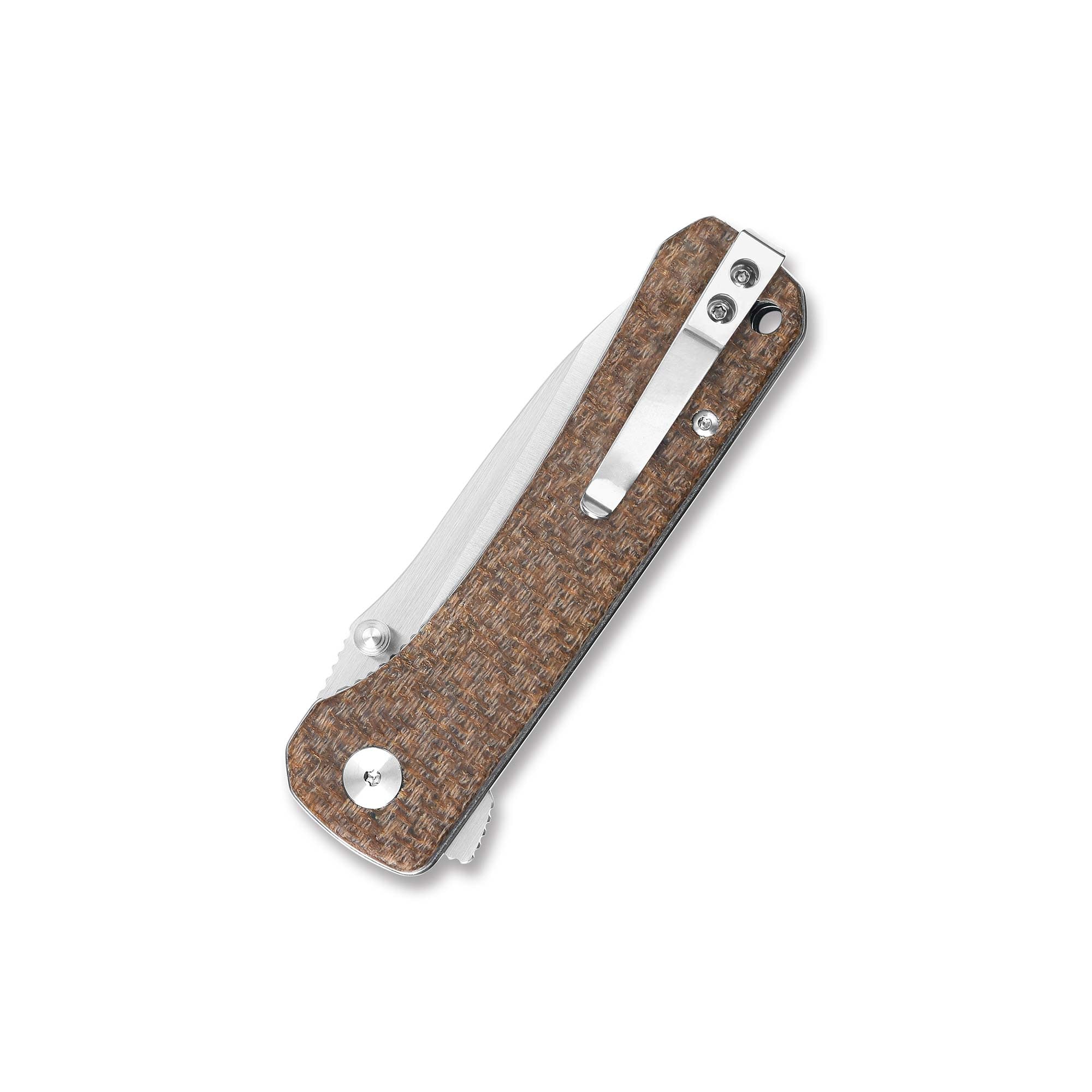 QSP Knife Hawk Linerlock 14C28N Brown Micarta