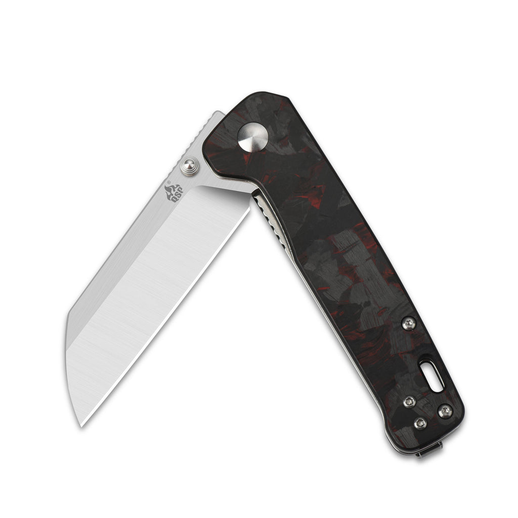 QSP Knife Penguin Black G10 Mönstrat Kolfiber - Röd