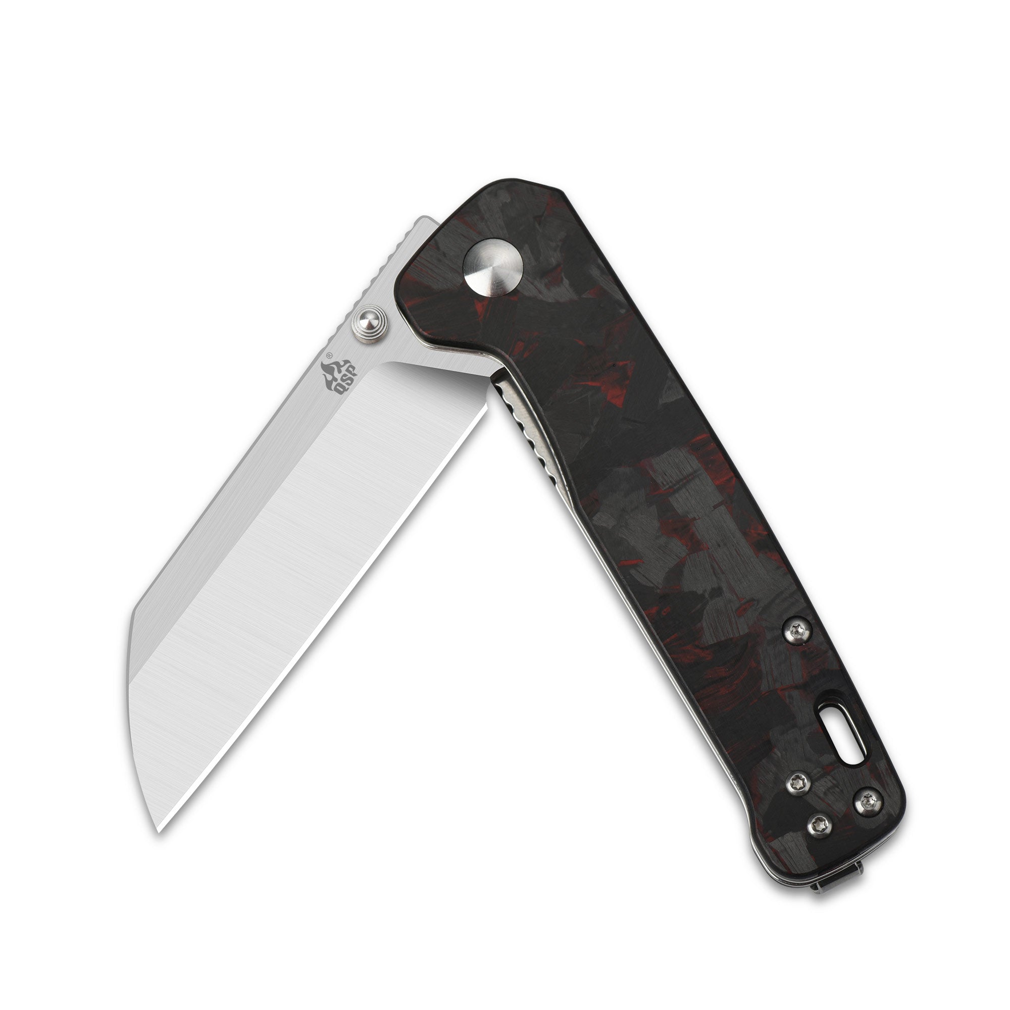 QSP Knife Penguin Black G10 Mönstrat Kolfiber - Röd