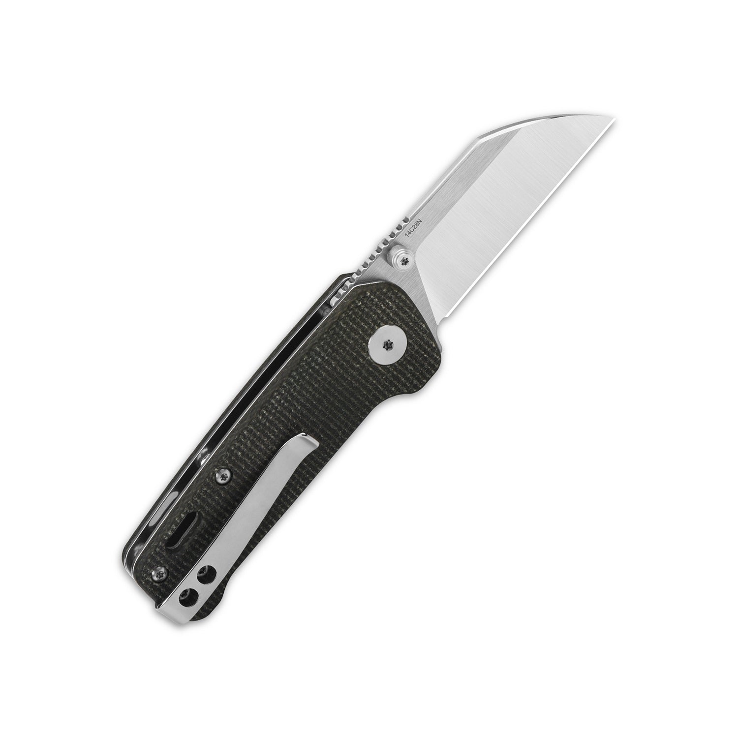 QSP Knife Mini Penguin Dark Brown 14C28N Micarta Fällkniv