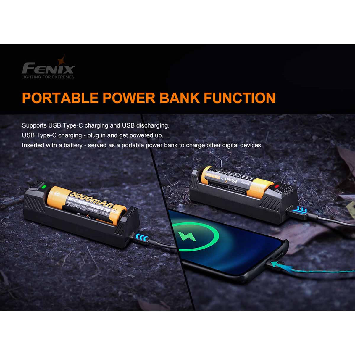 Fenix ARE-X1 V2.0 Batteriladdare Och Powerbank Med USB-C