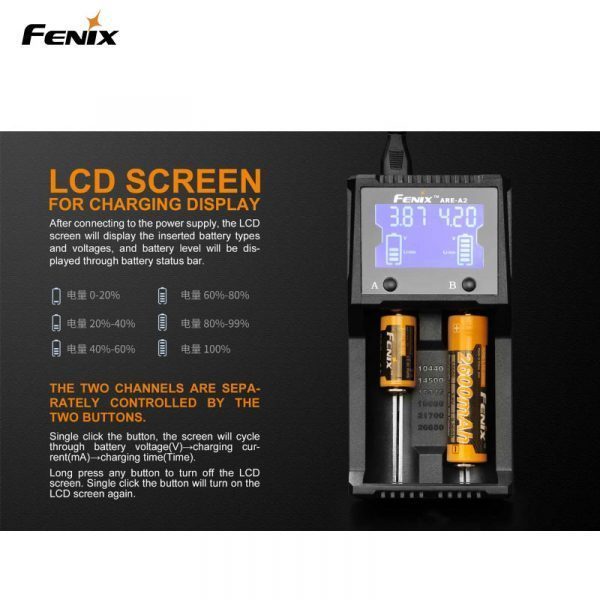 Fenix Batteriladdare ARE-A2 Tvåkanals Smart Laddare
