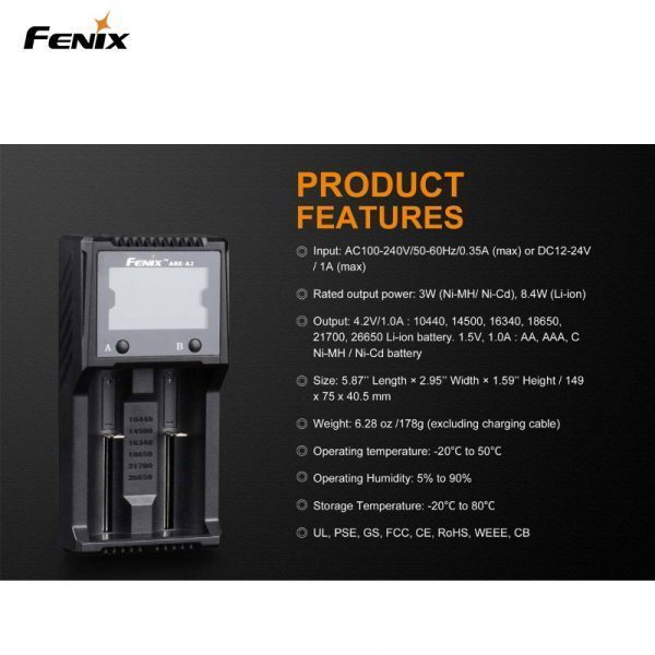 Fenix Batteriladdare ARE-A2 Tvåkanals Smart Laddare