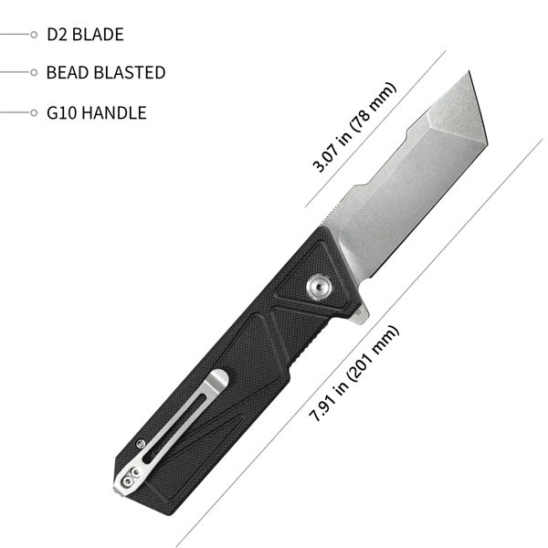 Kubey Knife Avenger Linerlock Tanto G10