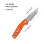 Kubey Knife Carve Nest Tanto Linerlock AUS-10 G10 - Orange