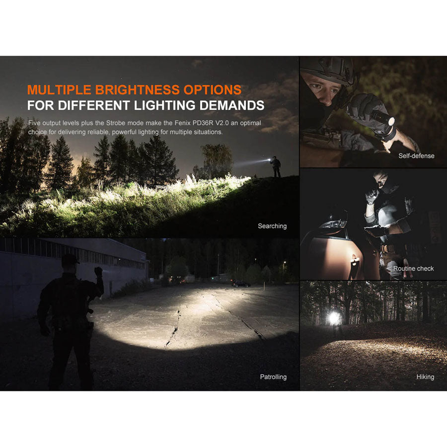 Fenix PD36R V2.0 - Taktisk Ficklampa 5-1700 Lumen