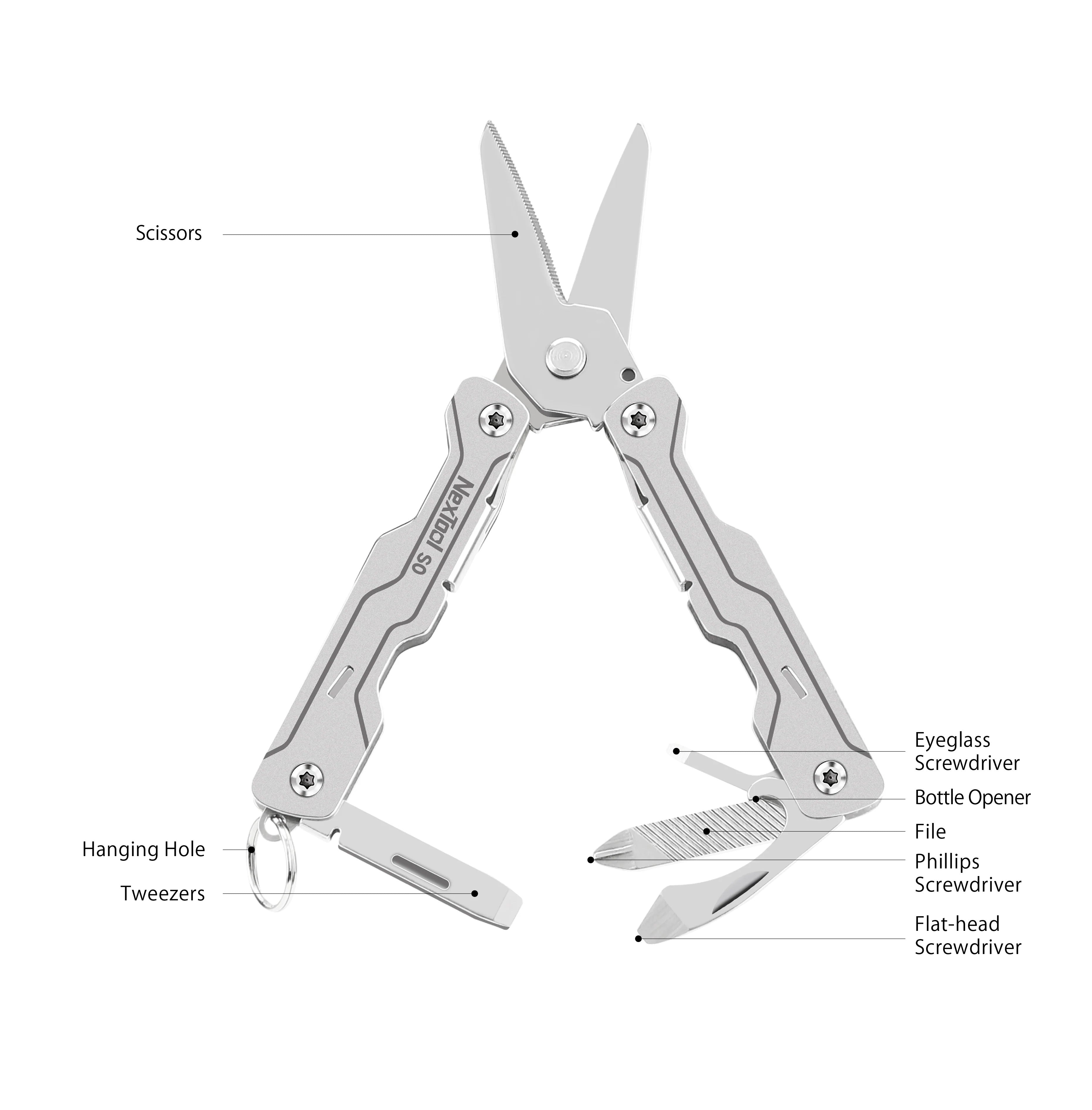 NexTool Micro Sailor Scissors S0 - Knivlöst Multitool Med Sax