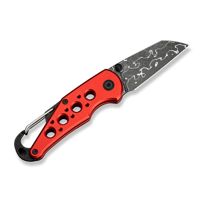 Civivi Pragma Damascus Red Aluminium - Fällkniv Med Karbinhake Och Kapsylöppnare