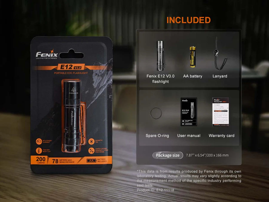 Fenix E12 V3.0 AA Ficklampa Med 5-200 Lumen