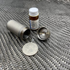 Maratac XL Piccolo Nitro Vault Titanium Capsule V2 medicin bottle and coin SLIMS.SE