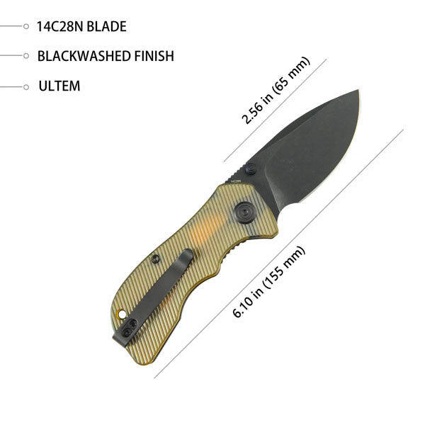 Kubey Knife Karaji Linerlock Spear Point 14C28N Ultem - VÄLJ FÄRG