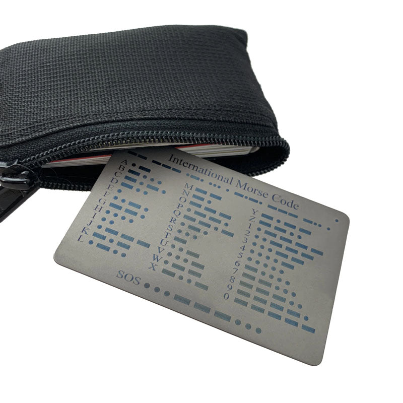 Maratac Titanium COMM Card International Morse Code SOS Notes Measurements - Kort Av Titan