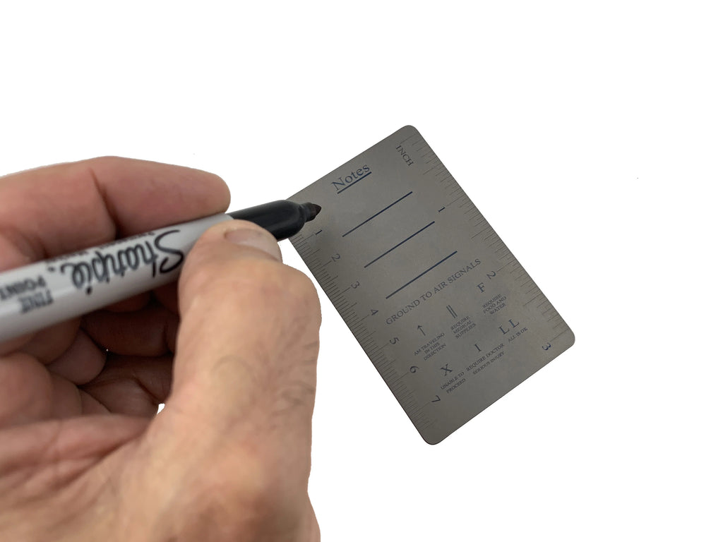 Maratac Titanium COMM Card International Morse Code SOS Notes Measurements - Kort Av Titan