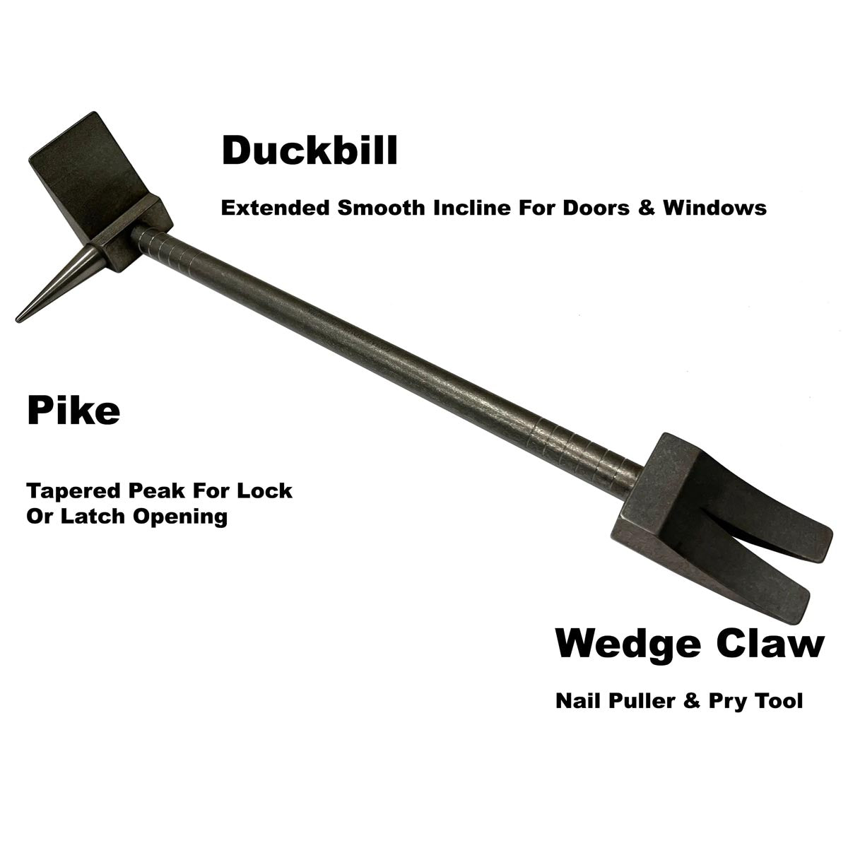 Maratac 12" Hooligan Tool XL Titanium Pry Bar - Bräckjärn Av Titan - SLIMS.SE - informationsbild med text
