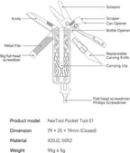 NexTool E1 Pocket Tool - Multiverktyg Med Rakbladskniv