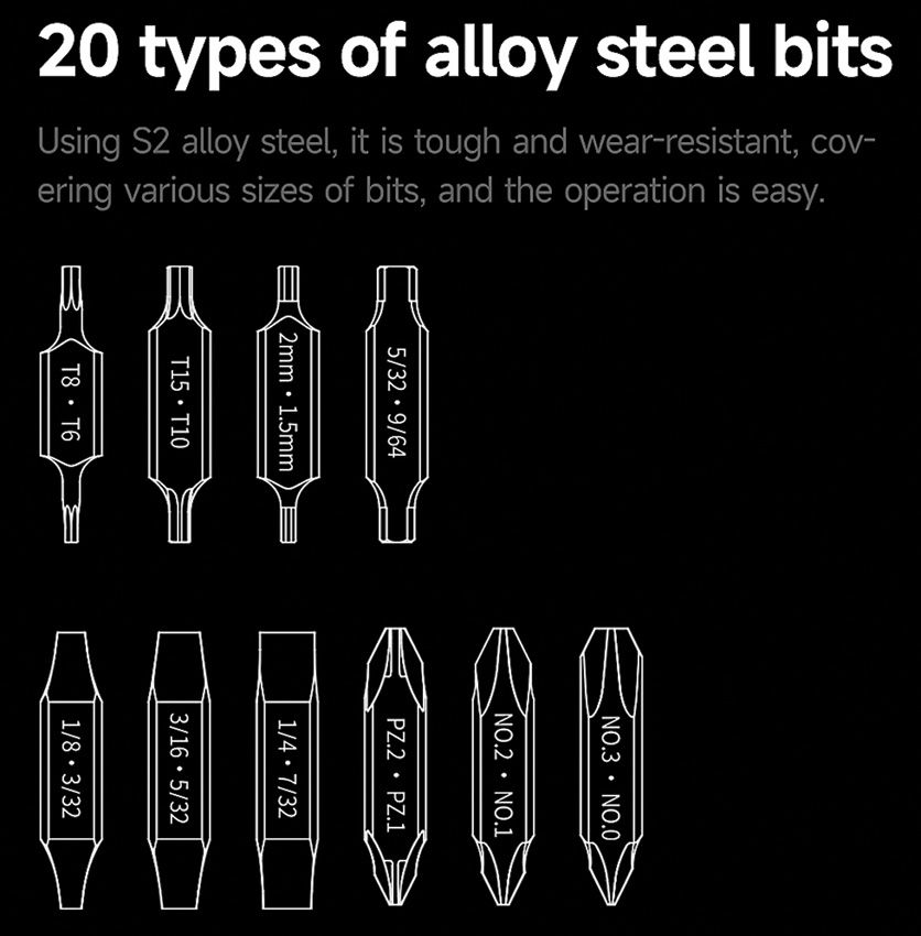 NexTool Multi Tool Bit Kit - 10 Stycken Dubbelsidiga Bits Till Multitools Med Förvaringsbox