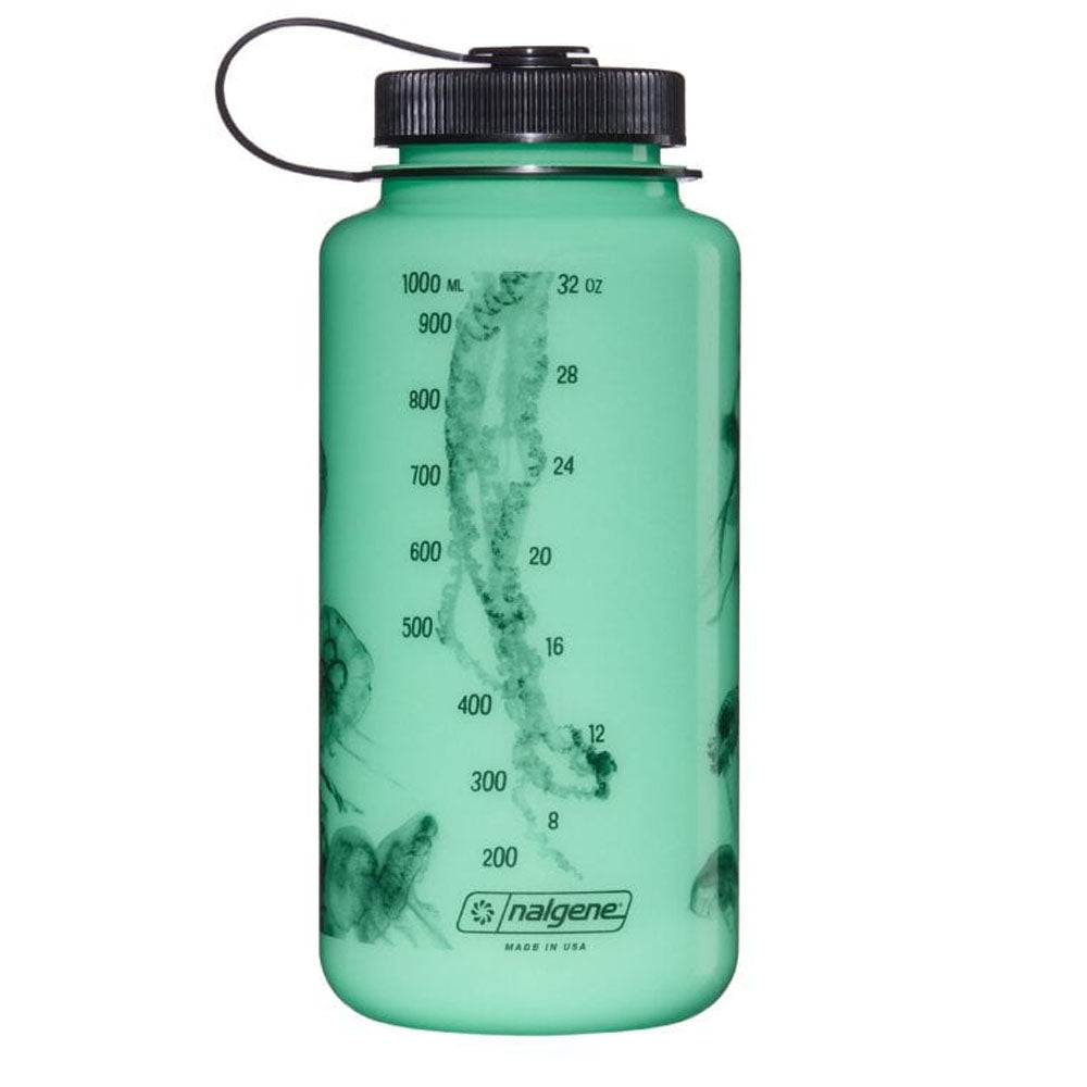 Nalgene Glow In The Dark Black Jellyfish Wide Mouth 1 Liter - Självlysande Vattenflaska