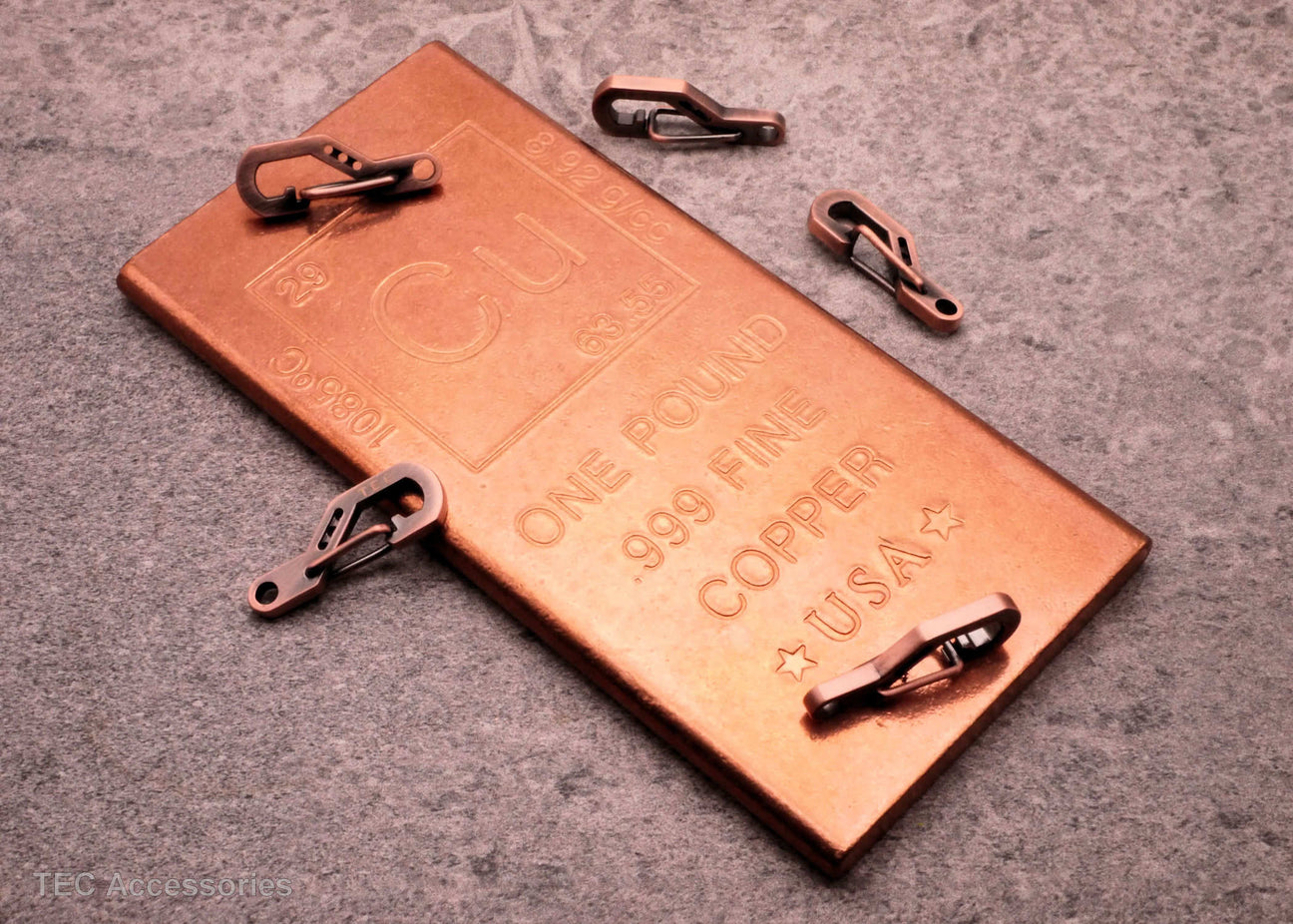 TEC Accessories Python Clip 28mm Copper - Karbinhake Av Koppar För EDC och Nycklar