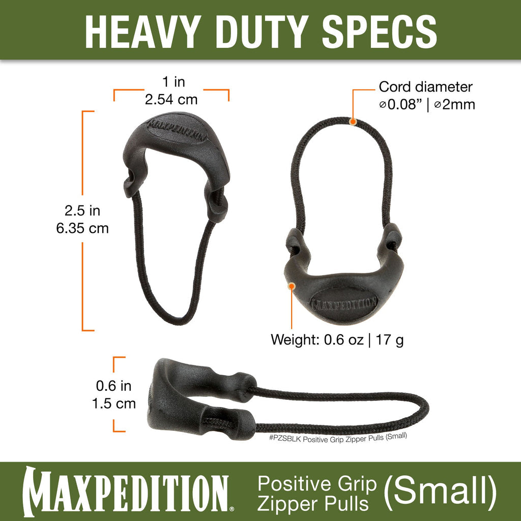 Maxpedition AGR PZS Positive Grip Zipper Pulls - Small 6-pack