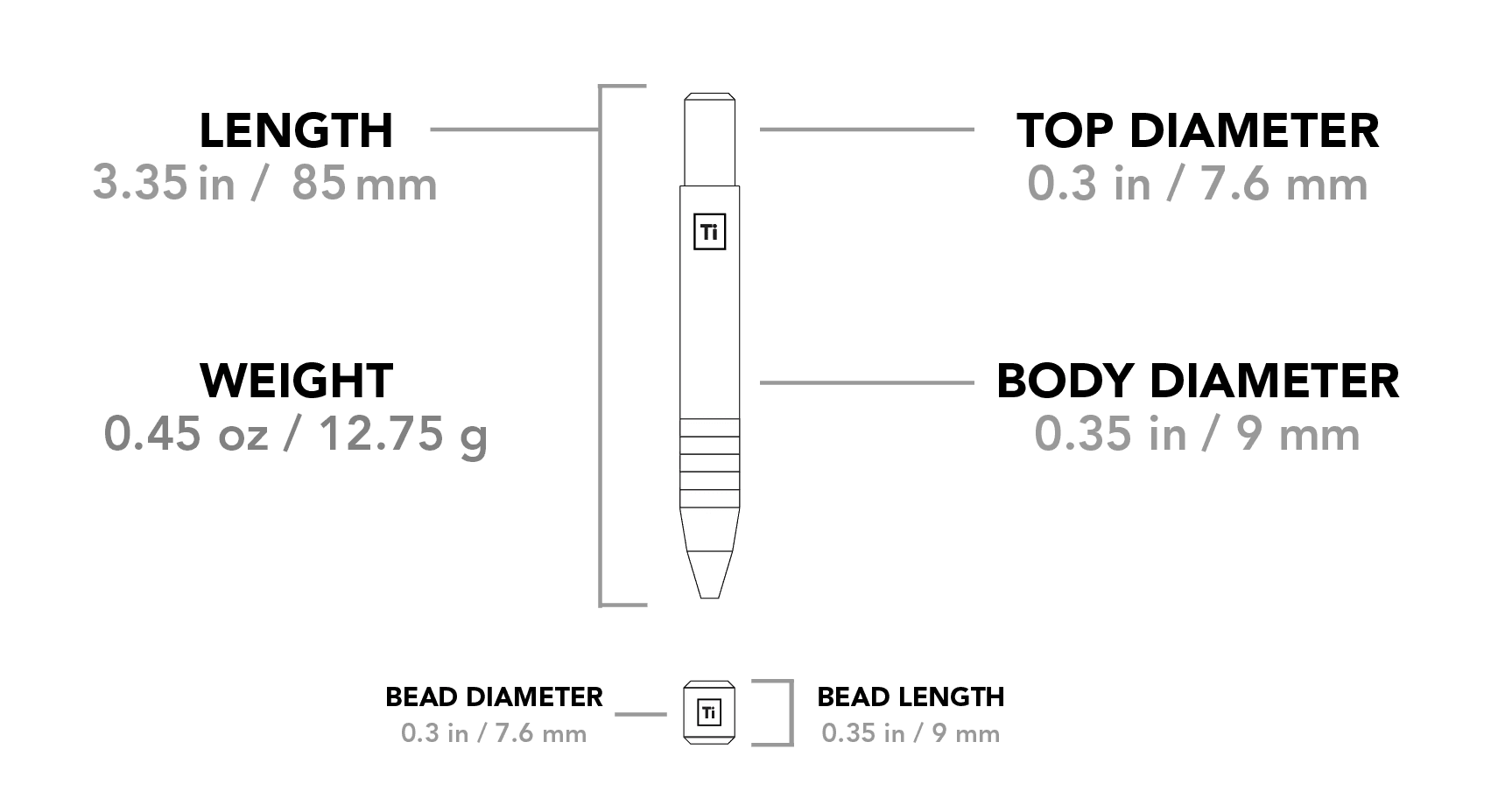 Big Idea Design Mini Pen Ti STW - Titanpenna Med Bead